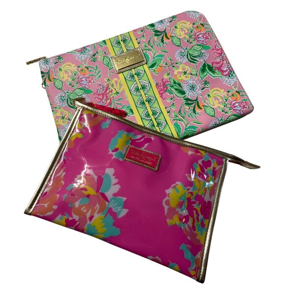 2 Piece Lilly Pulitzer Cosmetic Bag & Laptop Case Set - Picture 1 of 14